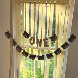Bear First Birthday Party Banners and Napkins